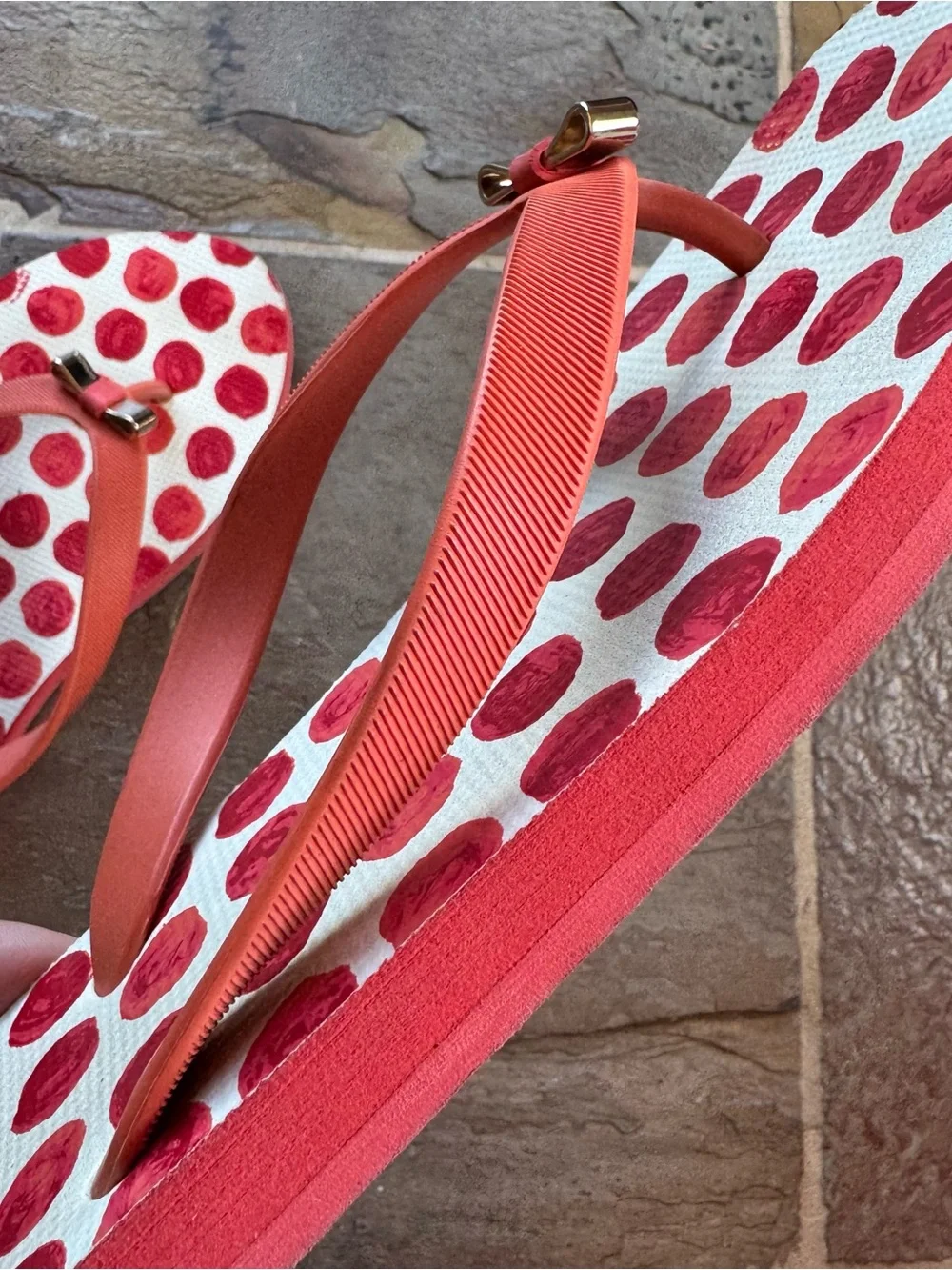 Coach Coral Polka Dot Flip Flop Sandals